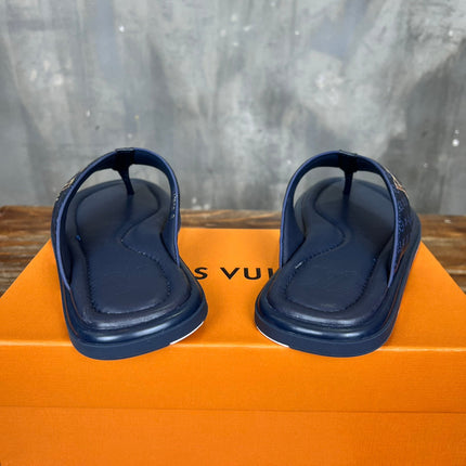 LV THONG SLIPPER IN NAVY BLUE MONOGRAM CALFSKIN