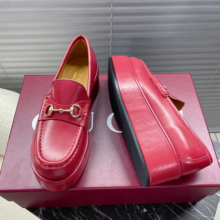 HORSEBIT PLATFORM LOAFER IN CRIMSON RED CALFSKIN