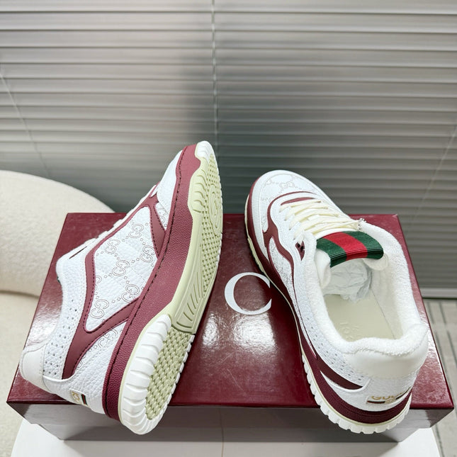 GUCCI 26S MAC80 SNEAKER IN WHITE AND RED LEATHER