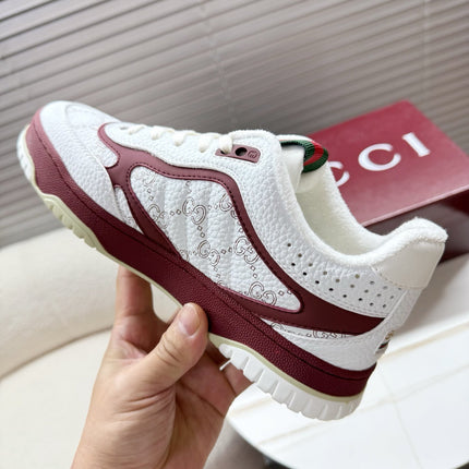 GUCCI 26S MAC80 SNEAKER IN WHITE AND RED LEATHER