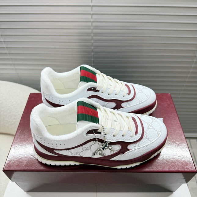 GUCCI 26S MAC80 SNEAKER IN WHITE AND RED LEATHER