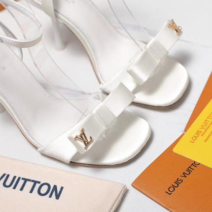 LV 26S 6AM SANDALS 90MM IN WHITE SATIN WITH BOW