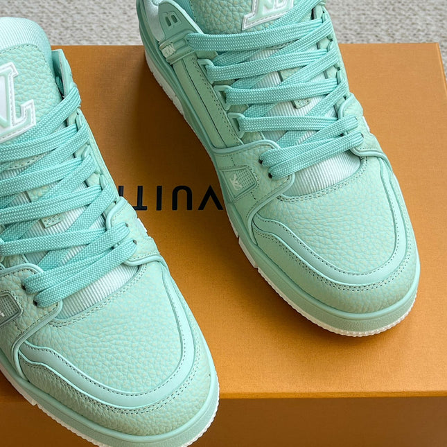LV TRAINER SHOES SKY BLUE GRAINED CALFSKIN