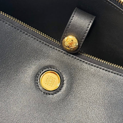 LOEWE 25S LARGE MADRID BAG 33 IN BLACK CALFSKIN GOLD HARDWARE