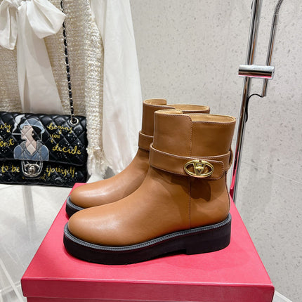 VLOGO SIGNATURE COPPER BROWN CALFSKIN ANKLE BOOT 30MM