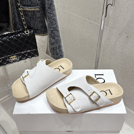LOEWE 26S EASE SLIDE IN WHITE SUEDE