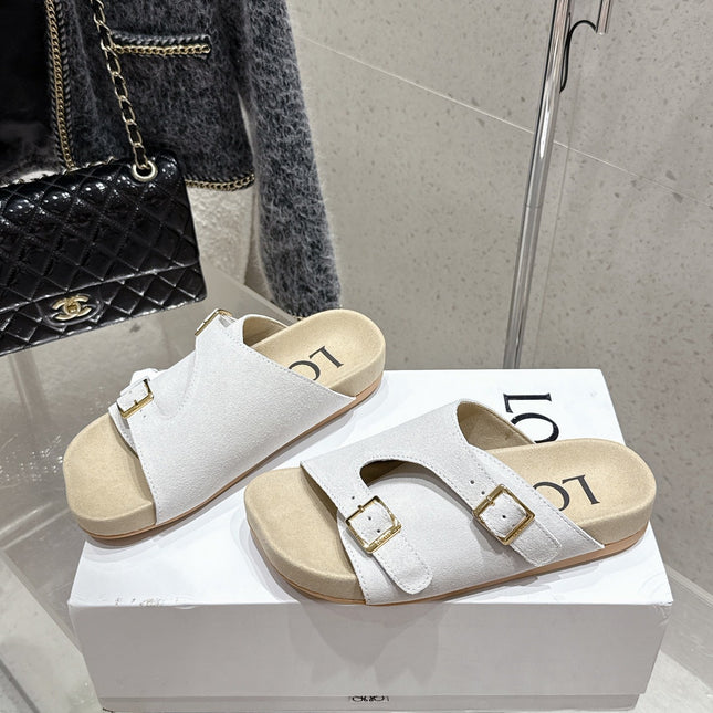 LOEWE 26S EASE SLIDE IN WHITE SUEDE