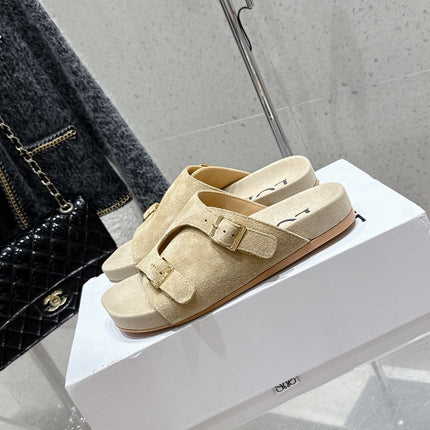 LOEWE 26S EASE SLIDE IN BEIGE SUEDE