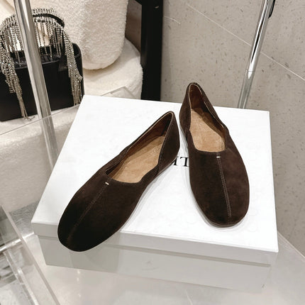 CELINE 26S FLAT SHOES IN DARK BROWN SUEDE