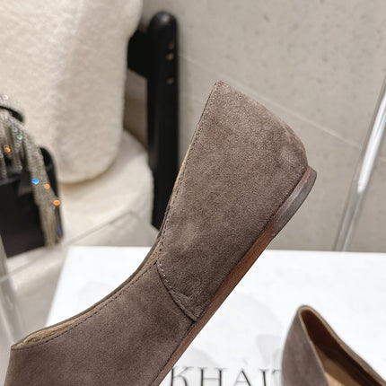 CELINE 26S FLAT SHOES IN TOFFEE BROWN SUEDE