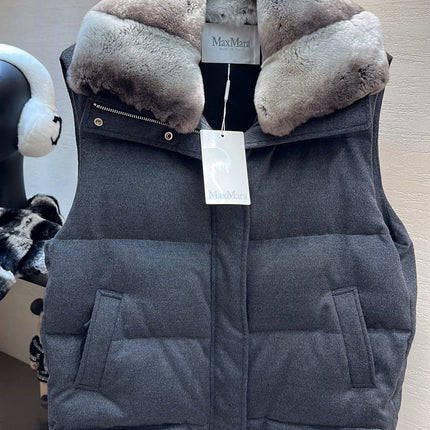 MAX MARA 25S VEST WITH RABBIT FUR COLLAR 057