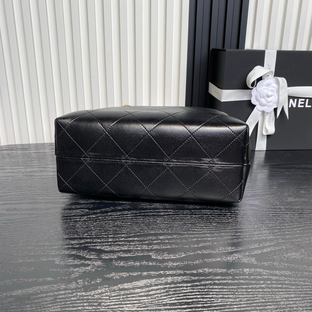 CHANEL 25S HOBO BAG 33 IN BROWN SUEDE AND BLACK CALFSKIN WITH GOLD HARDWARE
