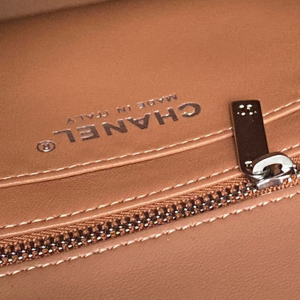 CHANEL 25S MINI FLAP BAG 18 IN DARK CARAMEL CALFSKIN