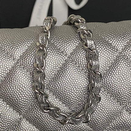 CHANEL 25S FLAP BAG 20 IN DARK GRAY CALFSKIN