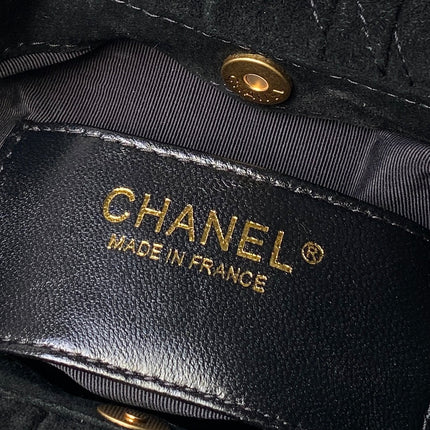 CHANEL 26S HAND BAG 24 IN BLACK SUEDE