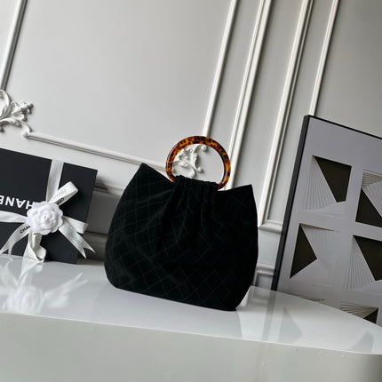 CHANEL 26S HAND BAG 32 IN BLACK SUEDE