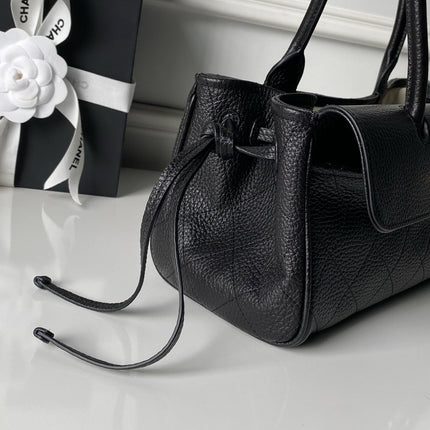 CHANEL 26S BOWLING BAGUETTE BAG 30CM IN BLACK CAVIAR CALFSKIN