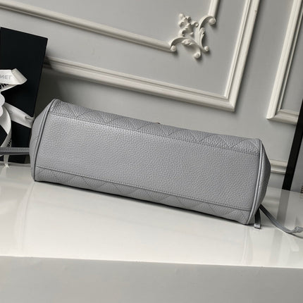CHANEL 26S BOWLING BAGUETTE BAG 30CM IN GREY CAVIAR CALFSKIN
