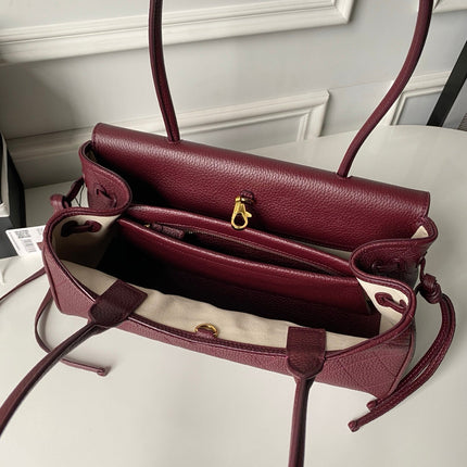 CHANEL 26S BOWLING BAGUETTE BAG 30CM IN BURGUNDY RED CAVIAR CALFSKIN