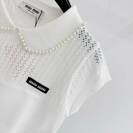 MIUMIU 26S SHORT-SLEEVED KNIT POLO SHIRT STYLE 1073