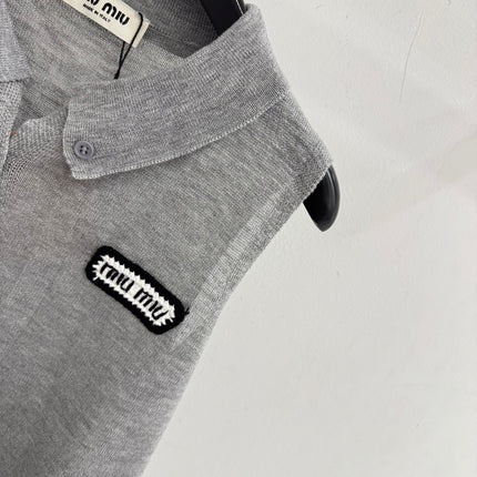MIUMIU 26S SLEEVELESS KNIT POLO TOP STYLE 1070