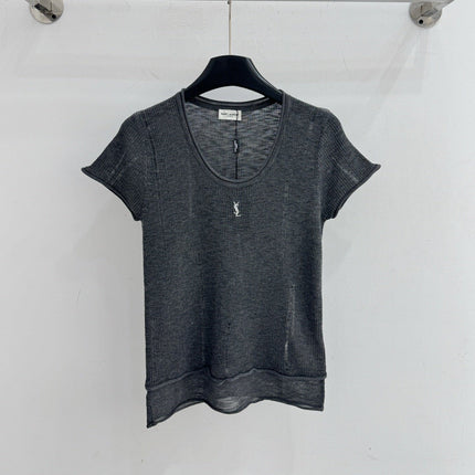 YSL 26S SHORT SLEEVE KNIT T-SHIRT 424