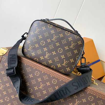LV 26S S LOCK CROSSBODY BAG 22 IN BROWN EMBOSSED TAURILLON LEATHER