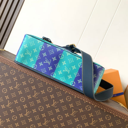 LV 26S CROSSBODY BAG 35 IN BLUE WITH LIGHT BLUE ACCENTS COATED CANVAS