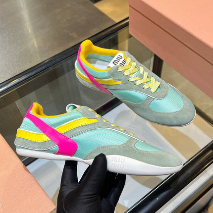 MIUMIU 26S SNEAKERS IN MULTICOLOR FABRIC AND SUEDE