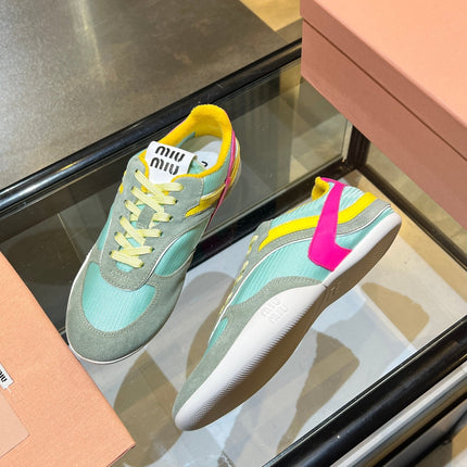 MIUMIU 26S SNEAKERS IN MULTICOLOR FABRIC AND SUEDE