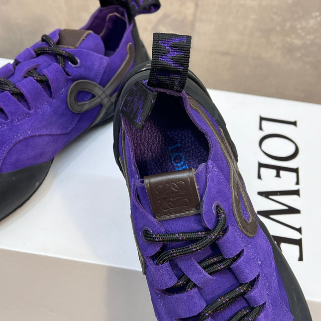 LOEWE 26S LACE UP SNEAKERS IN ROYAL PURPLE SUEDE AND RUBBER SOLE