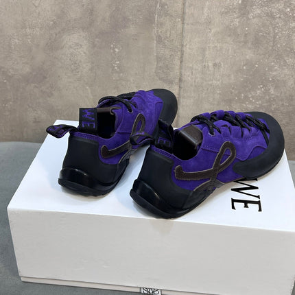 LOEWE 26S LACE UP SNEAKERS IN ROYAL PURPLE SUEDE AND RUBBER SOLE