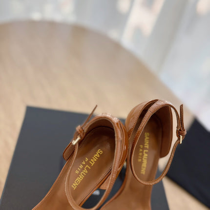 CLASSIC HIGH HEELS 10 CM IN BRONZE BROWN PATENT CALFSKIN