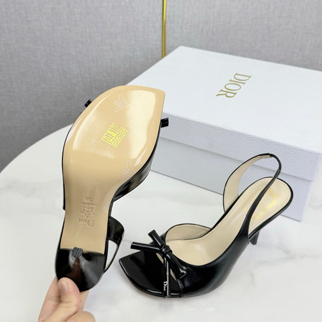 DIOR 26S HIGH-HEEL BACK-STRAP SHOES IN BLACK CALFSKIN