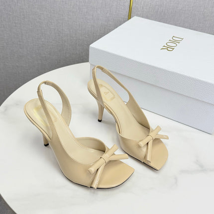 DIOR 26S HIGH-HEEL BACK-STRAP SHOES IN BEIGE CALFSKIN