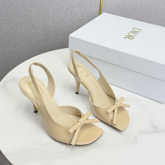 DIOR 26S HIGH-HEEL BACK-STRAP SHOES IN BEIGE CALFSKIN