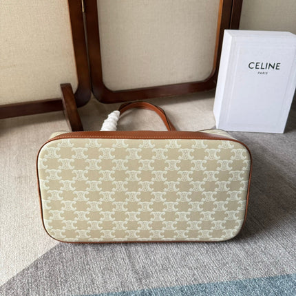 TRIOMPHE CANVAS 31.5 IN PRINTED CALFSKIN BROWN WHITE