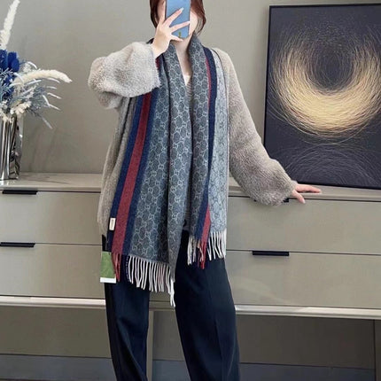 SCARF 200 CM IN DARK GRAY MONOGRAM CASHMERE 399764