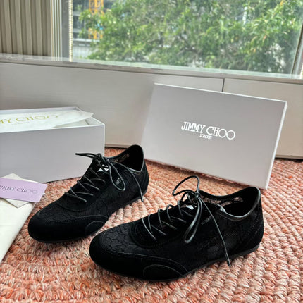 JIMMY CHOO 26S SNEAKERS IN BLACK MESH AND SUEDE