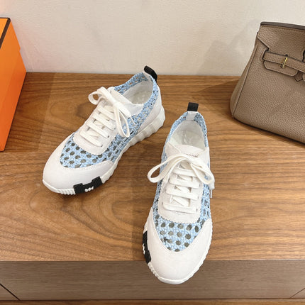 HM WOVEN BOUNCING SNEAKERS IN BLUE MIX GREY SUEDE