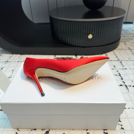 Lurum 90 Red Satin Crystal Embellished Pumps 868663