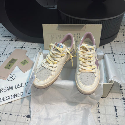 BALL STAR SNEAKERS WHITE CALFSKIN WITH HURRICANE PURPLE STAR