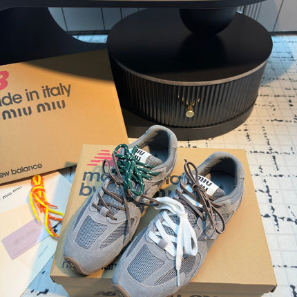 MIUMIU 26S RUNNING SNEAKERS IN GREY SUEDE AND MESH RUBBER SOLE