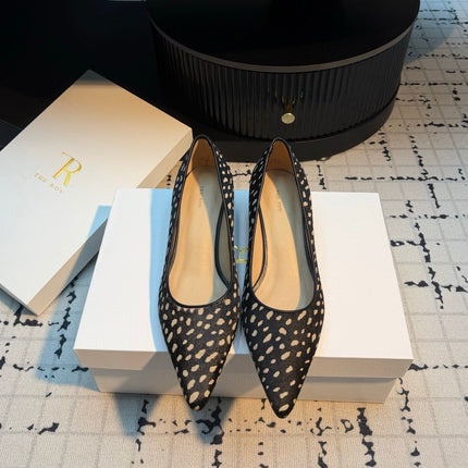 THE ROW 26S POINTED TOE HIGH HEELS 35MM IN BLACK SPOTTED CALF HAIR