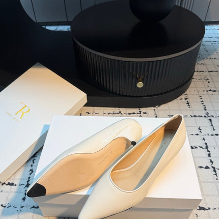 THE ROW 26S POINTED TOE HIGH HEELS 35MM IN IVORY WHITE CALFSKIN