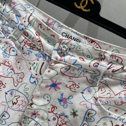 CC 25 Print Denim Short Multicolor Cotton