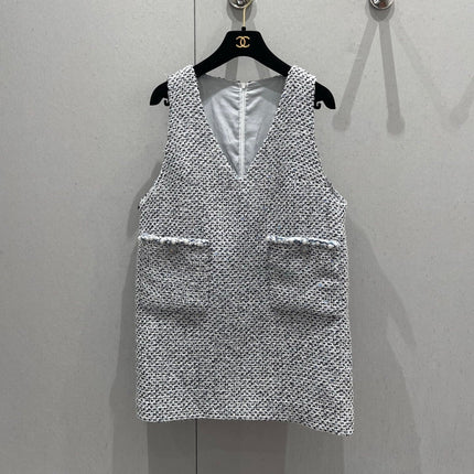 CC 25 Tweed Dress Gray Blue Woven Fabric