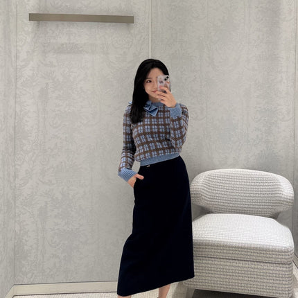 DIOR 26S PLAID SWEATER WITH BOW 1063