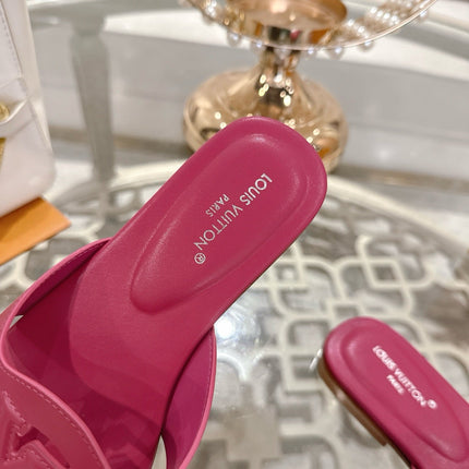 ISOLA FLAT SLIDE IN DARK PINK CALFSKIN