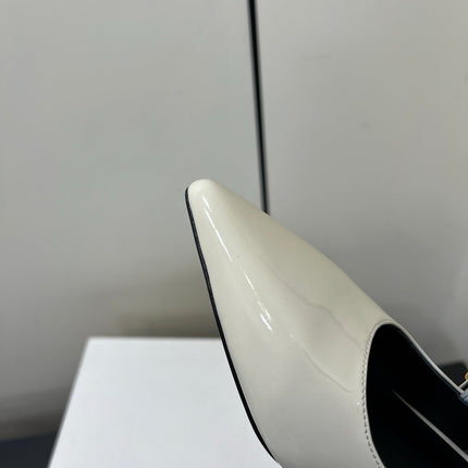 JUDY DOUBLE STRAP MARY JANE SLINGBACK IN WHITE PATENT CALFSKIN
